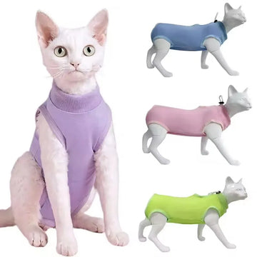 Anti Licking Pet Cat Clothes Girls Kitten Overall Pajamas Cat Clothes Recovery Suit Female Jumpsuit Cat Sterilization Vest Shirt
